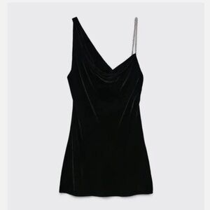 Zara Black Velvet Dress with Silver chain Strap
